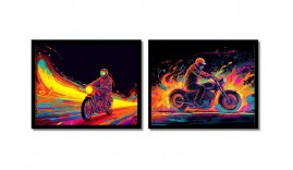 Motos Quadros Decorativos Motociclistas em Chamas 2 50x40