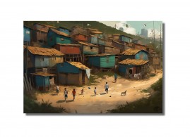 Quadro Vida Favela vibrante Impressionismo Salas Tela 80x50