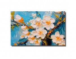Flores Brancas Inspirado Van Gogh Quadro Grande  Tela 80x50